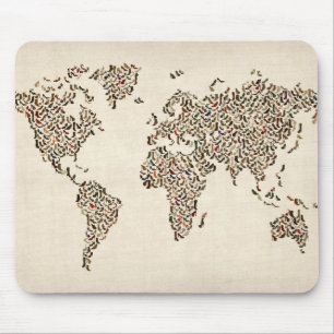 Ladies Shoes Map of the World Map Mouse Pad