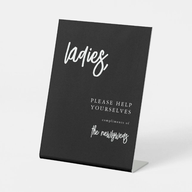 Ladies Simple Wedding Bathroom Basket Sign (Front)