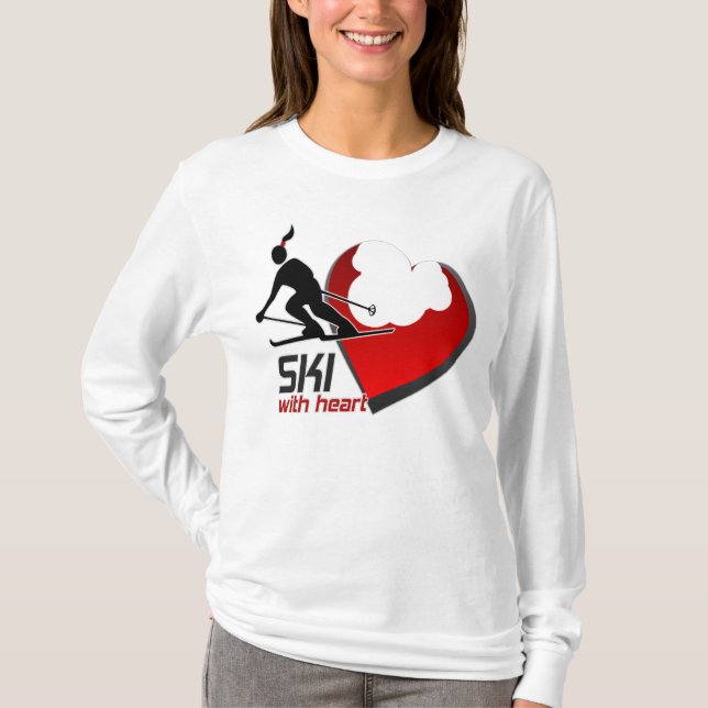 LADIES "SKI WITH HEART" HOODY fitted (Front)