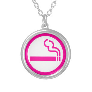 Ladies Smoking Area 喫煙女性 Japanese Sign Silver Plated Necklace