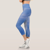 Ladies Sporty Chic Activewear Blue Sky Capri Leggings