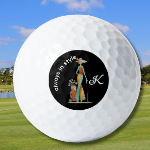 Ladies Stylish Golfer Personalized Name  Golf Balls