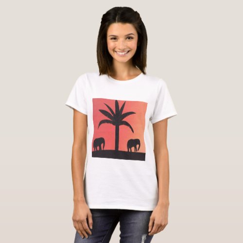 Ladies T_shirt with Elephant Design