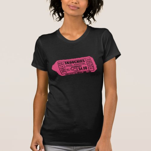 Ladies Ticket Graphic Layered Look T_Shirt