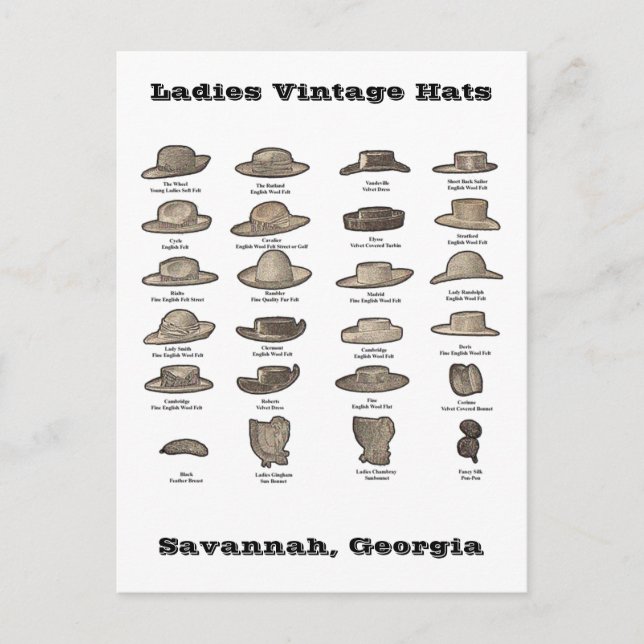 Ladies Vintage Hats Personalized Postcard (Front)