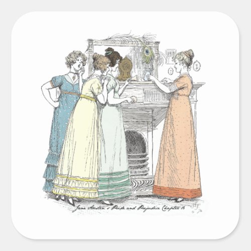 Ladies Waiting Jane Austen Pride and Prejudice Square Sticker
