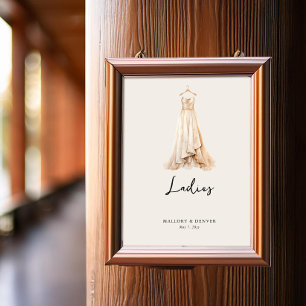 Ladies Wedding Reception Venue Restroom Signage Poster