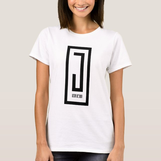 ladies white crew neck w/ white j wear design logo T-Shirt (Front)