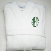 Ladies White Kimono-style Monogrammed Cotton Robe (Folded)
