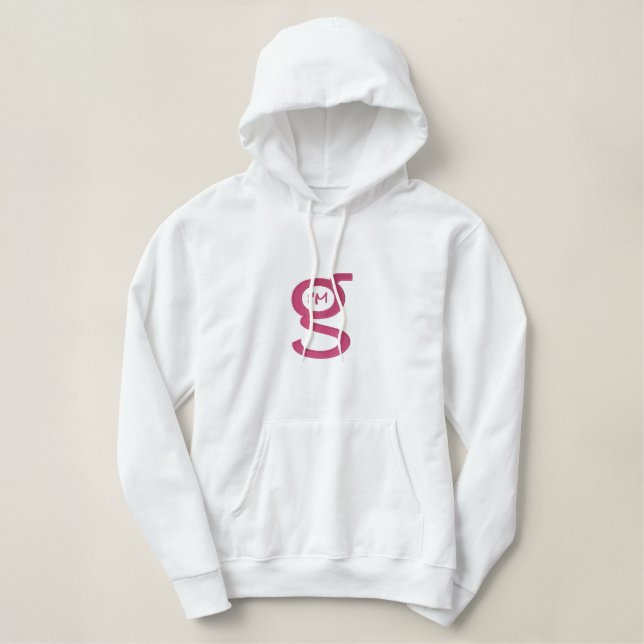 Ladies wht Hoodie w Pink Logo (Design Front)