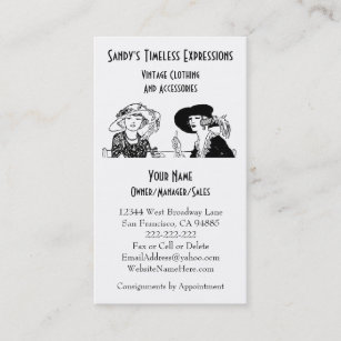 Ladies with Hats Vintage Fashion Custom Clothing Business Card