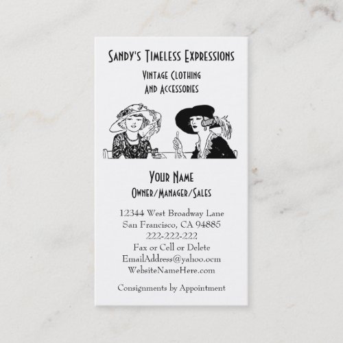 Custom Ladies with Hats Vintage Fashion Clothing Business Cards