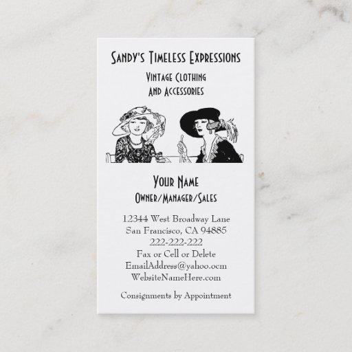 Customizable Custom Ladies with Hats Vintage Fashion Clothing Business Cards