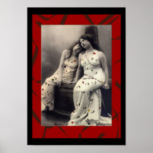 Ladies with long hair Victorian image Poster