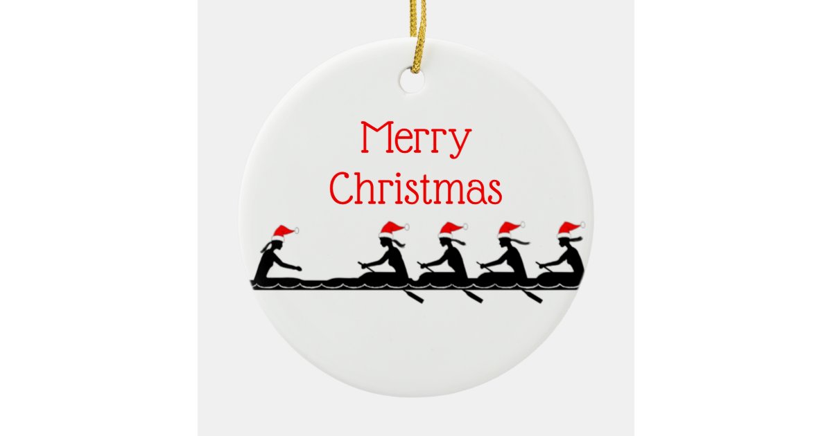 Ladies Women Santa Hat Rowing Rowers Crew Team 4 Ceramic Ornament Zazzle