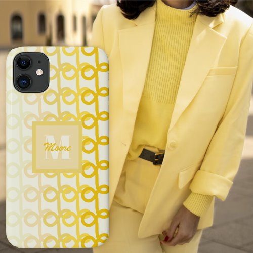 Ladies yellow lovers striped iPhone 11 case