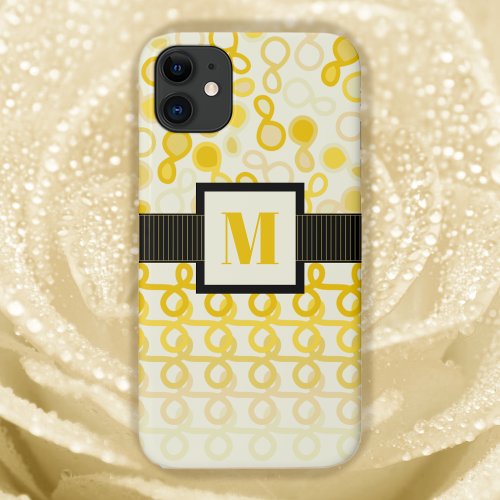 Ladies Yellow Stripes and Paisley Birthday iPhone 11 Case