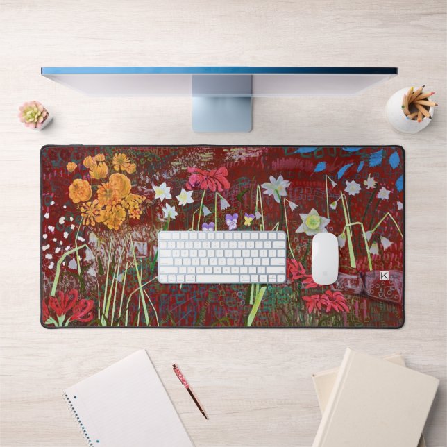Ladrie's Garden in red Desk Mat (Office 1)