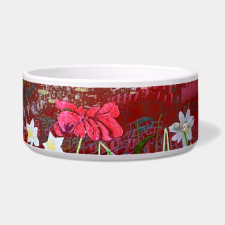 Ladrie's garden in red pet bowl