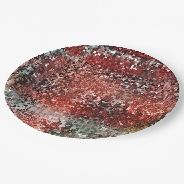 Ladrilho vermelho manchado com tinta spray paper plates (Angled)