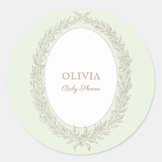 Laduree French Caffee Bonjour Bebe Green Classic Round Sticker