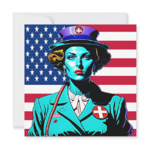 Lady America USA Flag Postcard