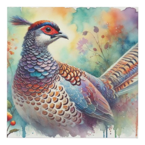 Lady Amhersts Pheasant 260624AREF111 _ Watercolor Faux Canvas Print