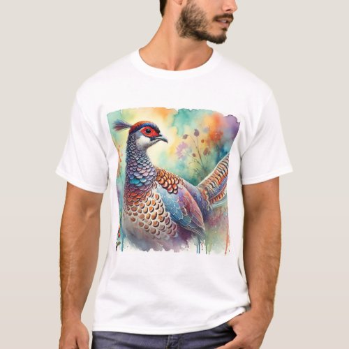 Lady Amhersts Pheasant 260624AREF111 _ Watercolor T_Shirt