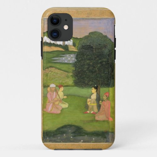 Lady and attendant listening to music at sunset f iPhone 11 case