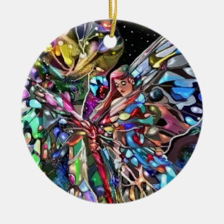 Lady and Butterfly! Ceramic Ornament