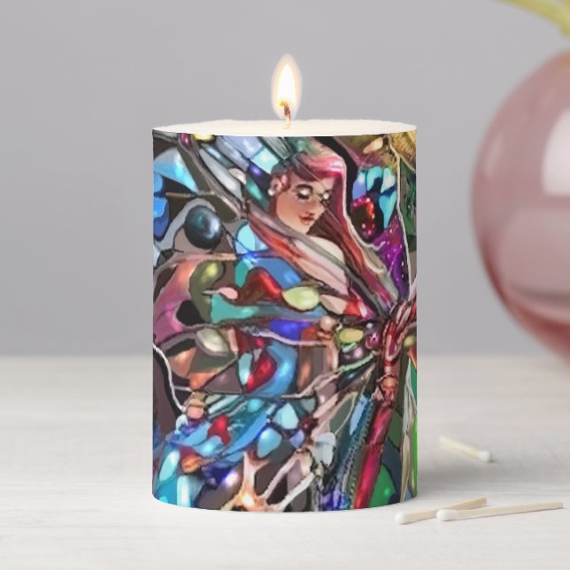 Lady and Butterfly Pillar Candle (In Situ)