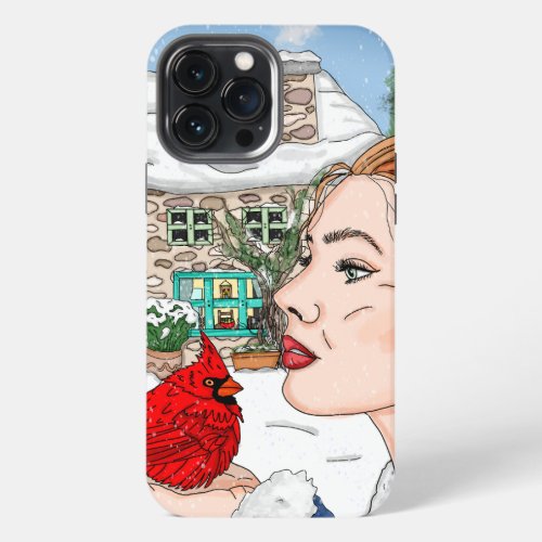 Lady and Cardinal by English Cottage Art iPhone 13 Pro Max Case