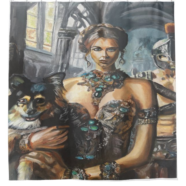 Lady and Doggie Shower Curtain (Front)