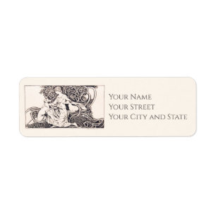 Lady and Dogs by Arthur Rackham Label