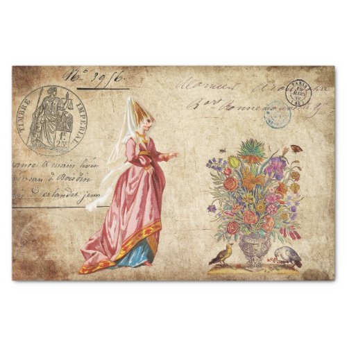 Lady and Flowers Tissue Paper