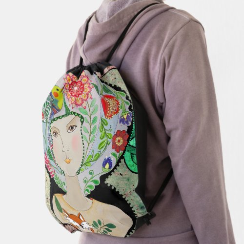 Lady and friends Goddess Drawstring Bag