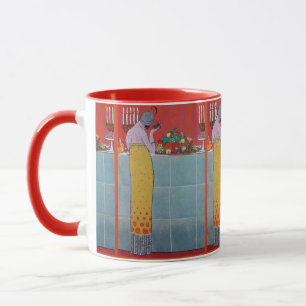 LADY AND FRUITS TABLE SET ART DECO BEAUTY FASHION MUG