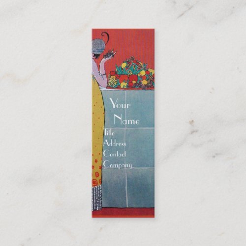 LADY AND FRUITS TABLE SET ART DECO WEDDING PLANNER MINI BUSINESS CARD