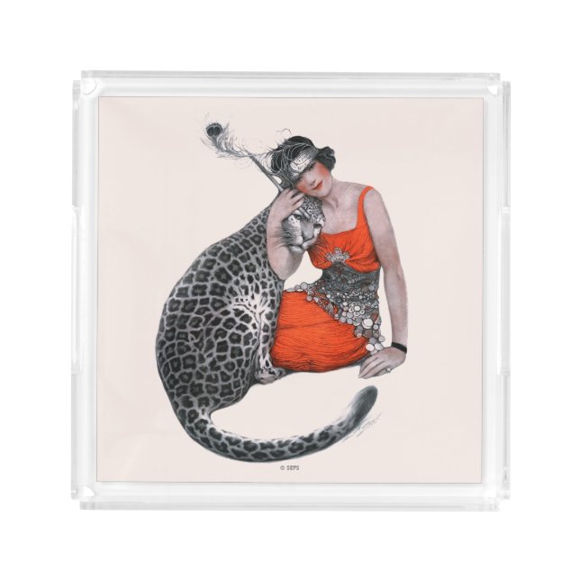 Lady and Leopard Acrylic Tray (Front)