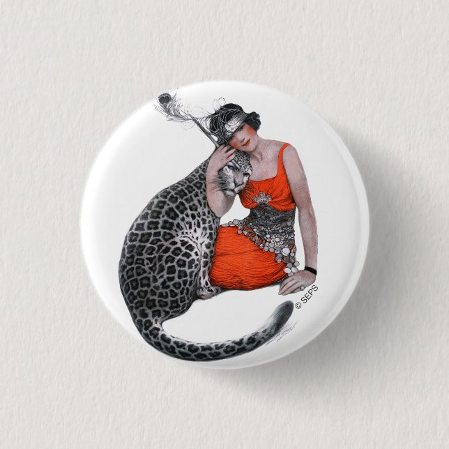 Lady and Leopard Button (Front)