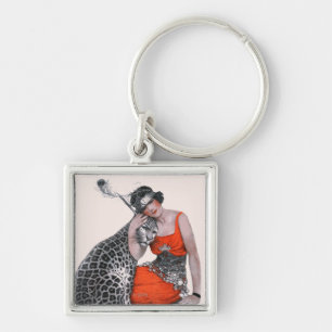 Lady and Leopard Keychain