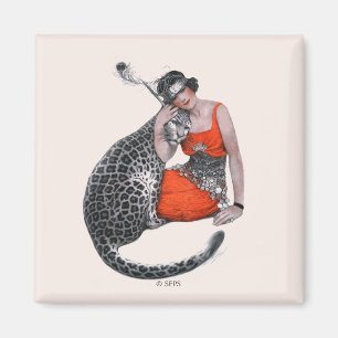 Lady and Leopard Magnet