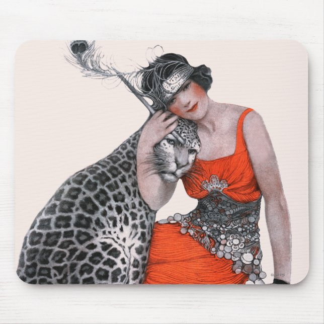 Lady and Leopard Mouse Pad (Front)