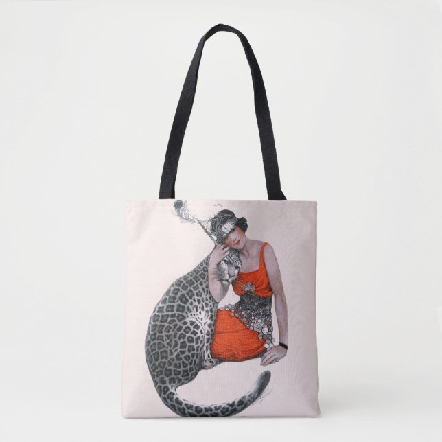 Lady and Leopard Tote Bag (Front)