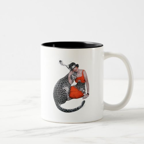Lady and Leopard Two_Tone Coffee Mug