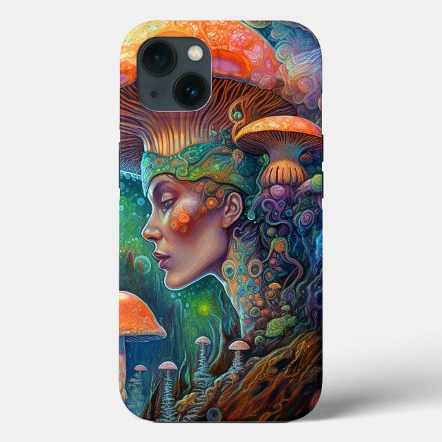 Lady And Mushrooms Surreal Fantasy Art Case-Mate iPhone Case (Back)