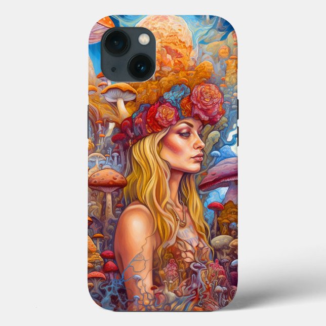 Lady And Mushrooms Surreal Fantasy Art Case-Mate iPhone Case (Back)
