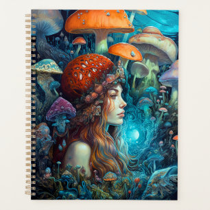 Lady And Mushrooms Surreal Fantasy Art Planner
