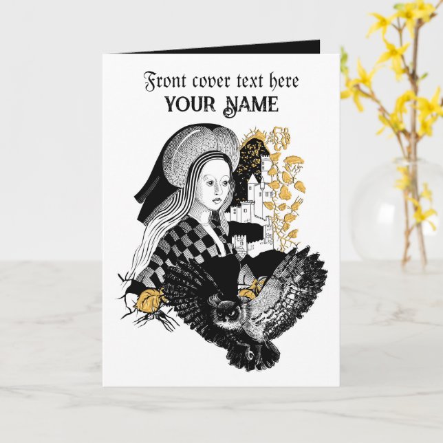 Lady and Night Owl Card (Yellow Flower)