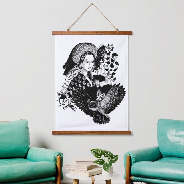 Lady and Night Owl Hanging Tapestry (Living Room)